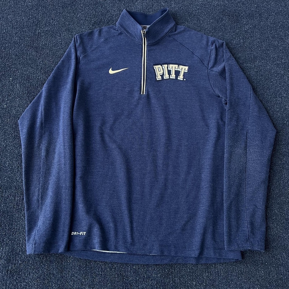 Pittsburgh Panthers Shirt Mens Medium Blue NCAA Football Nike Dri Fit 1/4 Zip